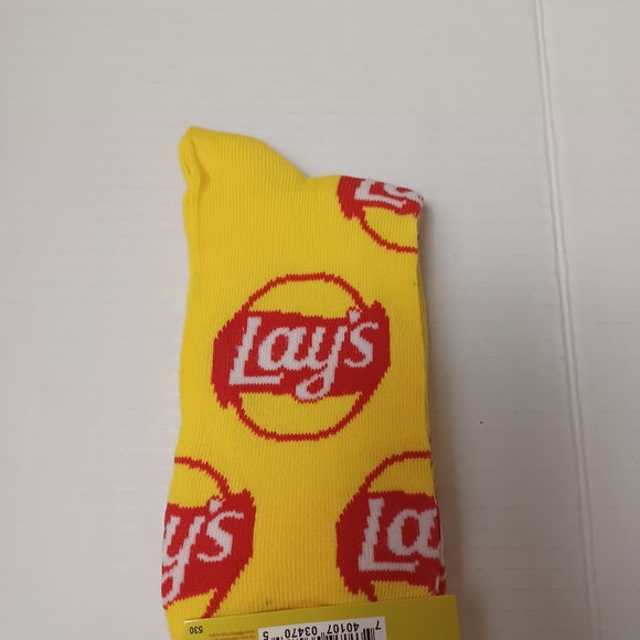 Lays Potato Chip Mens Crew Socks NEW Size Mens 6-12 Novelty -1 Pair -Quirky Logo - Picture 3 of 7